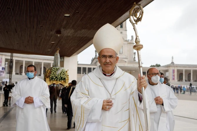 Cardinal José Tolentino de Mendonça celebrates Mass at Fatima, Portugal, May 13, 2021.